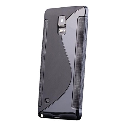 Samsung Galaxy Note 4 | iCues S-Line Case Black | [Screen Protector Included] Shockproof Slim Heavy Duty Soft Rubber Cover TPU Silicone Shell