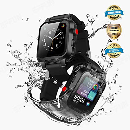 Apple Watch Waterproof Case for 42mm Apple Watch Series 3 & 2, EFFUN IP68 Waterproof Shockproof Impact Resistant Apple Watch Case Rugged Protective iWatch Case   2 Soft Silicone Apple Watch Band Black