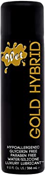 Wet Gold Hybrid Water Silicone Based Lube, Best Premium Personal Lubricant for Men, Women and Couples, Longest Lasting Formula Condom-Safe (Vegan, Ph-Balanced, Glycerin-Free, Paraben-Free) (9 Fl. Oz)