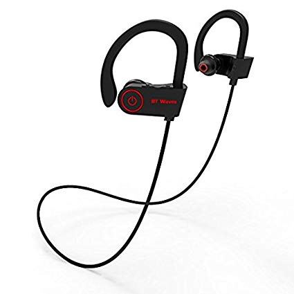 Bluetooth Earphones with Mic by BT Waves – Over Ear Workout Headphones Wireless Earbuds 10 Hours Battery Life for Running Enjoy Sport with True Sound – 2 Years Guarantee