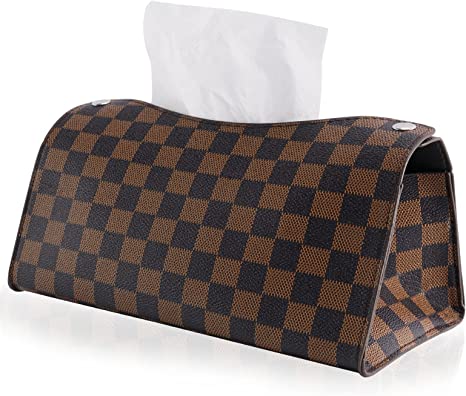 Tissue Box Cover, Rectangular PU Leather Tissue Decorative Holder/Organize, Modern and Simple Paper-Pumping Waterproof Storage Rack, Suitable for Bathroom & Dressing Table & Car Interior