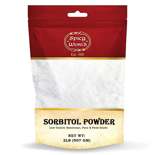 Spicy World Pure Sorbitol Powder 2 Pound Bag - Food Grade, Low Calorie Sweetener, Sugar Substitute, Thickening Agent - Packaged in USA