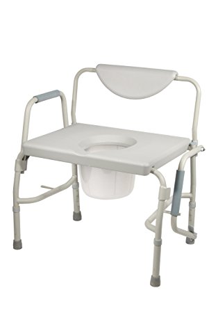 Drive Medical Deluxe Bariatric Drop-Arm Commode, Grey