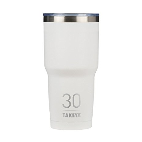 Takeya Originals Insulated Stainless Steel Tumbler with Sip Lid, White, 30 Ounce