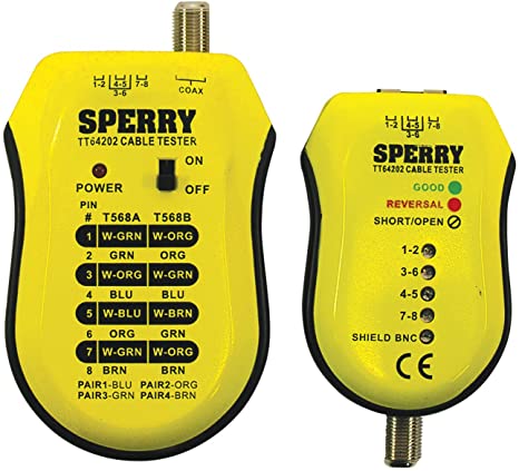 Sperry Instruments TT64202 Cable Test Plus Coax and UTP/STP Cable Tester, 1/Clam, 2 Clams/Master