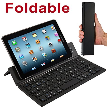 Motoraux Foldable Keyboard - Ultra-Slim Wireless Bluetooth Portable Pocket Keyboard with Kickstand, Universally Compatible with Ipad / Android Tablet / Smart Phone of iOS / Android / Windows Systems