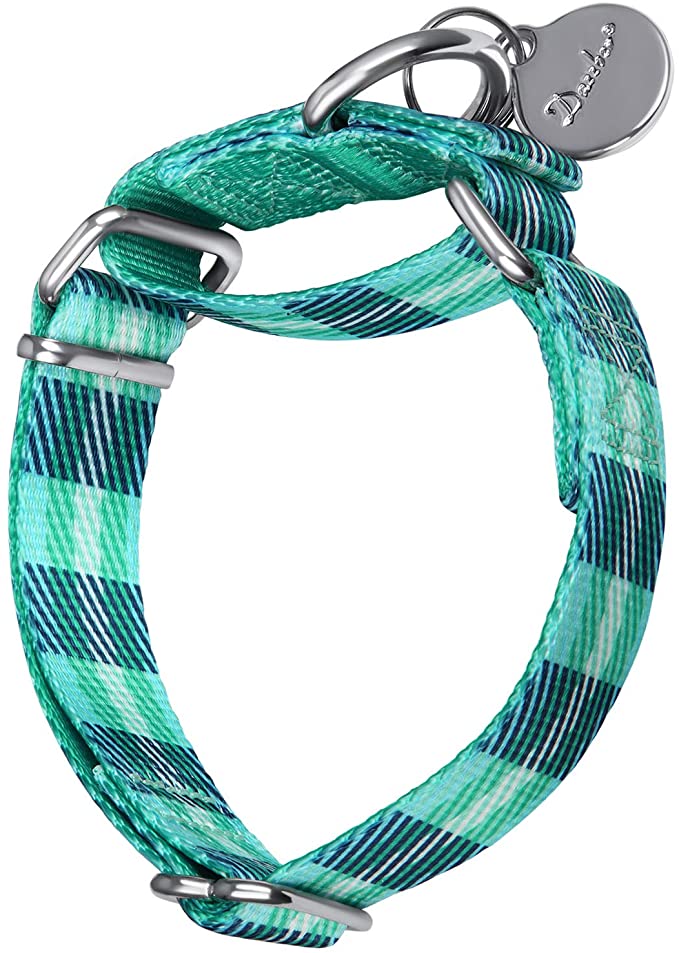 Dazzber Martingale Collars for Dogs – Soft Adjustable Dog Collar, Durable D-ring Heavy Duty, Choke Collar for Large Medium Small Dogs (Large, Twill Plaid)