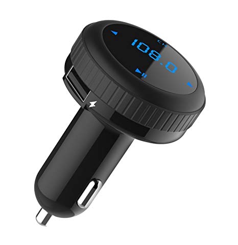 HiGoing Bluetooth FM Transmitter for Car, Car Charger 5V/2.1A Dual USB Port With Smart Car Locator, LED Display & Low Voltage Alarm, MP3 Player Hands-free Call for iOs Android Smartphone