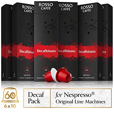 Rosso Coffee Capsules for Nespresso Original Machine - 60 Gourmet Espresso Pods Decaf Pack, Compatible with Nespresso Original Line Machines