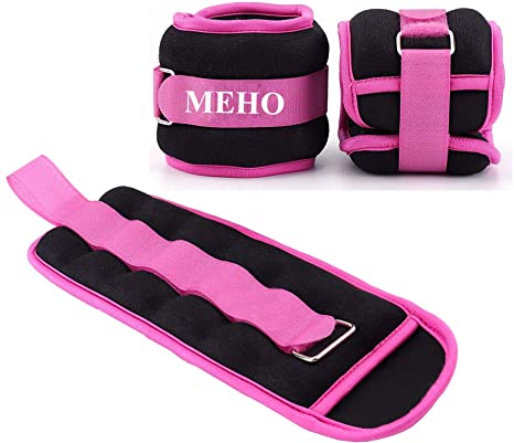 MEHO Ankle Weights, Ankle Weights for Women, Ankle and Wrist Weights for Men, Leg Weights Withe Adjustable Strap, Fitness, Resistance Training, Running - 1lb to 10lbs Pair