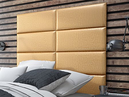 VANT Upholstered Wall Panels Rectangle Shaped-Wall Art, Great Designer Look, Affordable Renovation Idea, Easy To Install, 30" W x 11.5" H, Pearl Gold, 4 Count