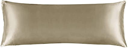 ALINK Satin Silk Body Pillow Cover for Hair and Skin,20 x 54 inches - Super Soft Silky Satin Body Pillow Cases - Envelope Closure Body Pillow Pillowcases for Adults Pregnant Women（Tuape）