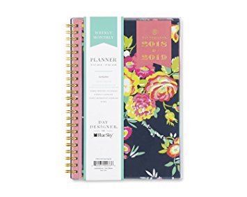 Day Designer for Blue Sky 2018-2019 Academic Year Weekly & Monthly Planner, Flexible Cover, Twin-Wire Binding, 5" x 8", Peyton Navy Design