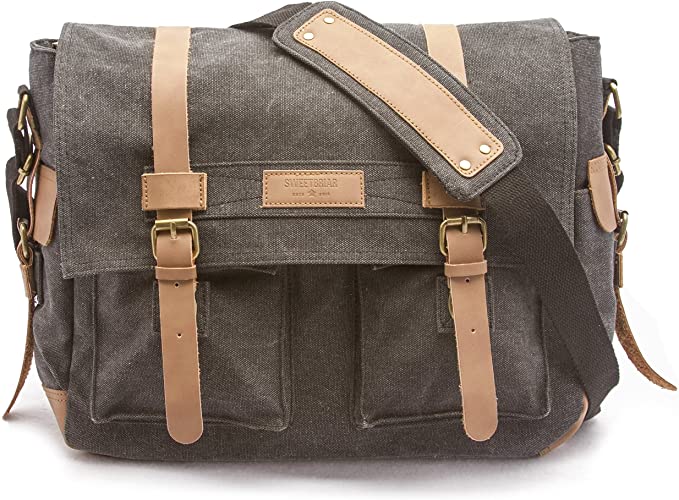 Sweetbriar Classic Laptop Messenger Bag, Black - Canvas Pack Designed to Protect Laptops up to 15.6 Inches