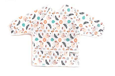 Pikababy Waterproof Long Sleeved bib with Pocket for Toddlers, Girl boy, Unisex
