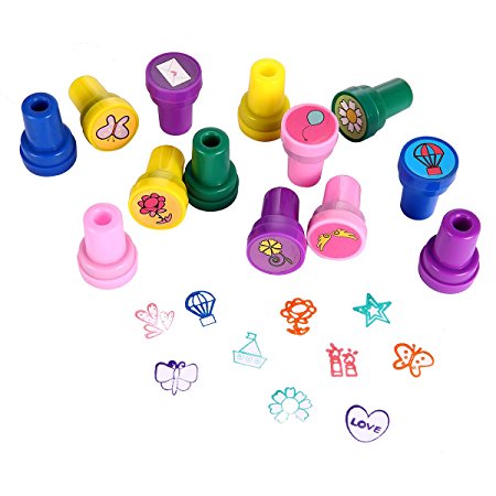 Stamps for Kids, LUCKYBIRD Best Sell Kids Stamp Set/ Heart Toy Stamp/Plastic Stamps, 26 Count