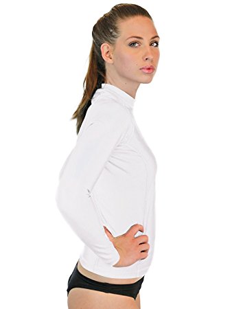 Swim Shirt For Women - Long Sleeve Rash Guard Top With UV 50 Skin / Sun Protection, Workout Shirt., Made In USA!