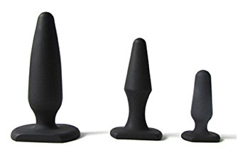 Silicone Butt Plug Kit - Set of 3 - Black - Ideal Set For Beginners