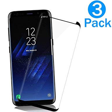 [3 Pack] Tempered Glass Screen Protector for Galaxy S8, Full Coverage for The Phone Screen,with 9H Hardness and 99% Transparency