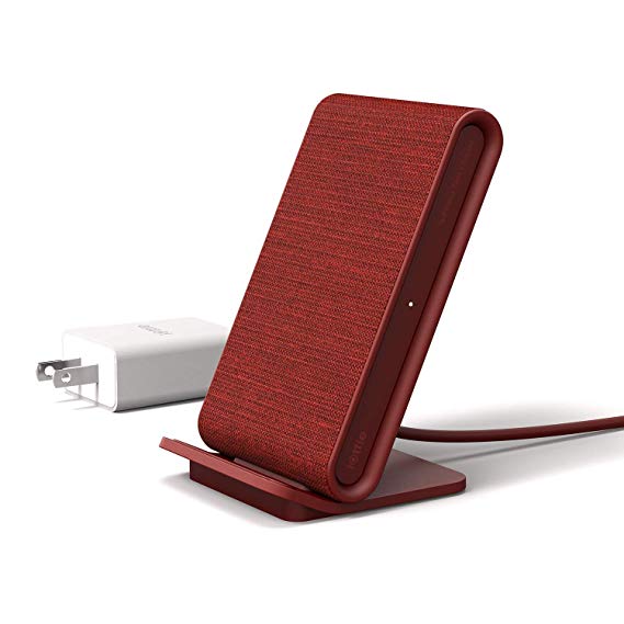 iOttie iON Wireless Fast Charging Stand Charger Qi-Certified 7.5W for iPhone Xs Max R 8 Plus 10W for Samsung S9 Note 9 (Includes USB C Cable & AC Adapter) - Ruby