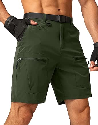 Men's Hiking Cargo Shorts Stretch Quick Dry Outdoor Tactical Shorts for Men with Multi Pocket for Fishing Casual