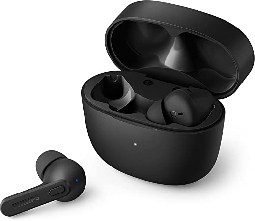 Philips Earbuds, Adults In Ear, Splash and Sweat Resistant, Bluetooth, Up to 18 Hours Play Time, Soft silicone Ear-Tip Covers in 3 Sizes, Built In Mic, Classic Design and Comfortable Fit TAT2206BK/00