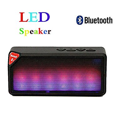 LED Lights Speaker, Costech® Mini Colorful Pulse Wireless Bluetooth Portable Handsfree Stereo Surround Sound Build-in Microphone for iPhone 6,6s, ,6Plus,Ipad, Macbook, Samsung Galaxy,Tablets(Black)