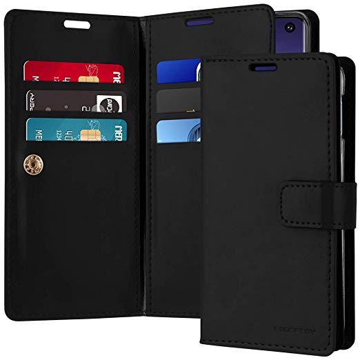 Galaxy S10e Case [Double Sided Wallet Case] GOOSPERY Mansoor Diary [Extra Card & Cash Slots] Premium PU Leather Flip Cover (Black) S10L-MAN-BLK