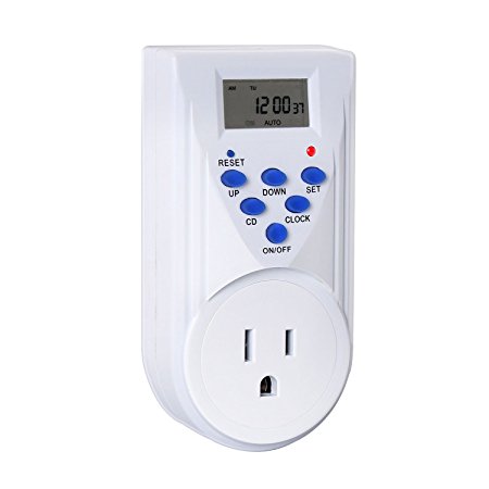 Lightimetunnel Programmable Plug-in Digital Timer Switch with 3-prong Outlet for Lights and Household Appliances