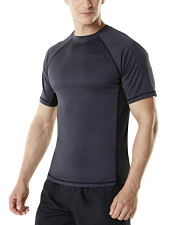 Tesla Men's UPF 50 Swim Wear Swim Tee Rashguard Top MSS01/MSR15