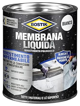 Bostik Membrana Liquida Rivestimento Polimerico impermeabilizzante elastico Bianco Latta 1kg