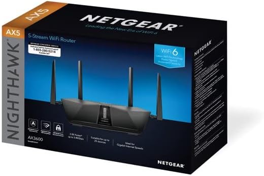 Netgear Nighthawk 5-Stream AX3600 Dual-Band WiFi 6 Router (up to 3.45Gbps) - RAX41