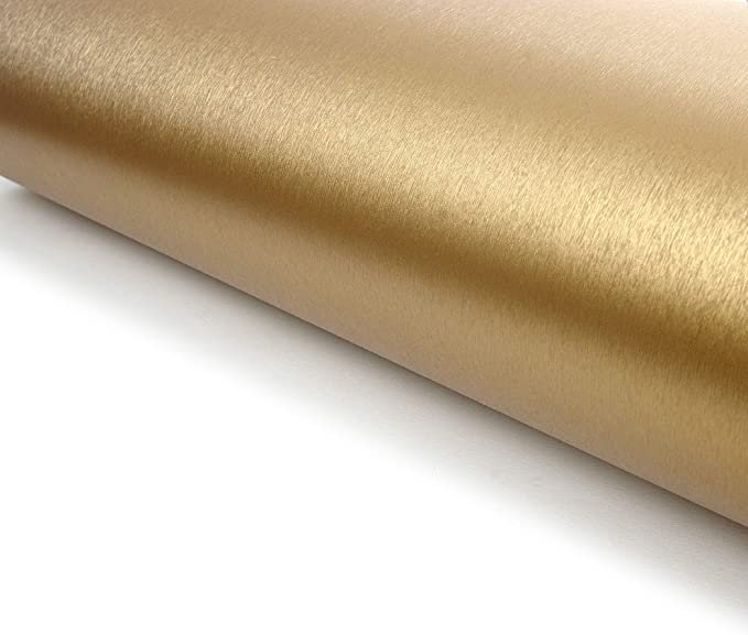Very Berry Sticker Brushed Metal Texture Interior Film Vinyl Self Adhesive Peel-Stick Removable (Gold)