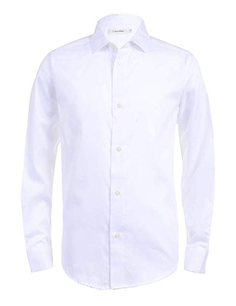 Calvin Klein Big Boys' Long Sleeve Sateen Dress Shirt