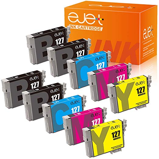 E-jet Remanufactured for Epson 127 T127 Ink Cartridge Multipack use with Epson Stylus NX530 NX625 WF-3520 WF-3530 WF-3540 WF-7010 WF-7510 WF-7520 Workforce 545 645 840 (10 Pack)