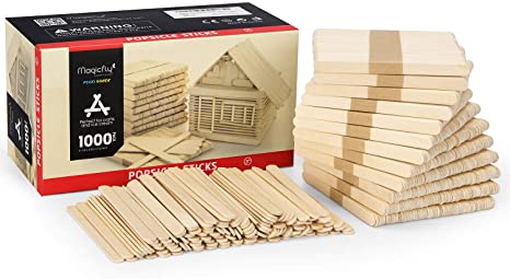 Magicfly Popsicle Sticks, 1000pcs, Natural Wooden Food Grade Craft Sticks, 4-1/2 Inch Great Bulk Ice Cream Sticks for Craft Project, Home Decoration