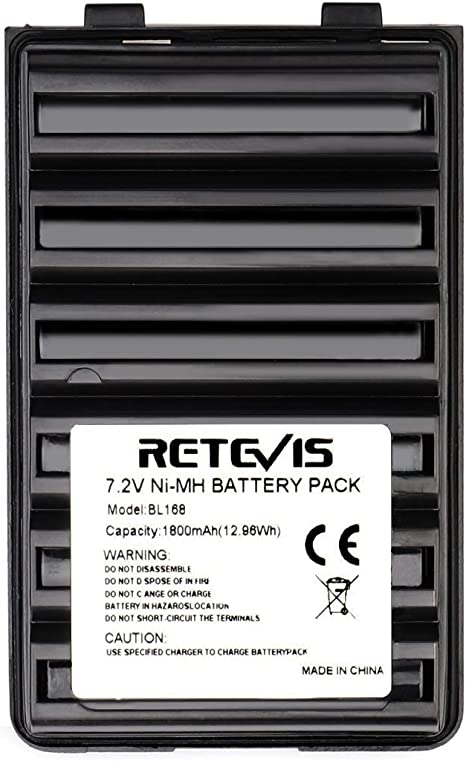 Retevis BL168 Two Way Radio Battery for Yaesu FT-60R VX-170 Vertex VX-150 VX-160 FT-60 FT-60E FT-60R FT-250E FT-250R FT-270E Walkie Talkies 7.2V 1800mAh Ni-MH Rechargeable Battery 1800mAh (1 Pack)