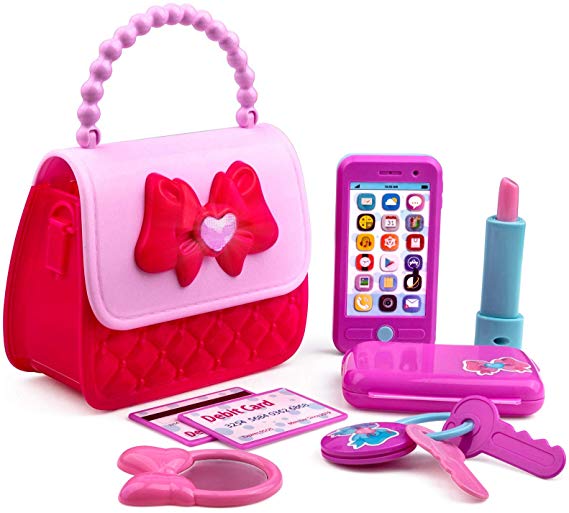 Playkidiz - Princess My First Purse Set - 8 Pieces Kids Play Purse and Accessories, Pretend Play Toy Set with Cool Girl Accessories.