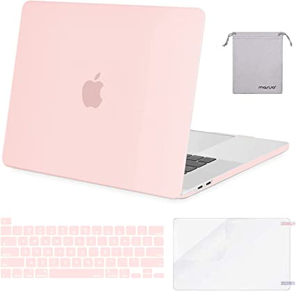 MOSISO Compatible with MacBook Pro 16 inch Case 2020 2019 Release A2141 with Touch Bar Touch ID, Protective Plastic Hard Shell Case & Keyboard Cover & Screen Protector & Storage Bag, Chalk Pink