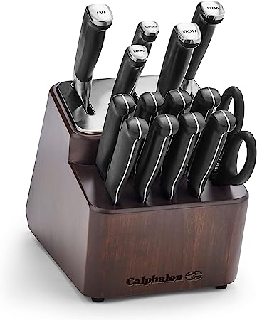 Calphalon Premier SharpIN Knife Set with Sharpening Knife Block, 15-Piece Carbon Steel Kitchen Knife Set