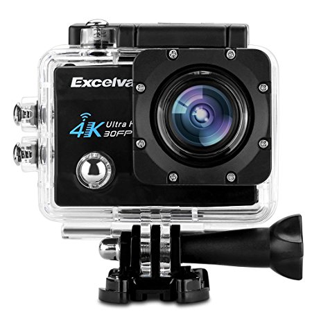 Excelvan Q8 Sports Action Camera 16MP 4K 30FPS 2.0" LCD Display WiFi Video DV Camcorder-- 30M Waterproof 170°Wide Lens Loop Recording Portable PC Camera H.264 USB HDMI port (Black)