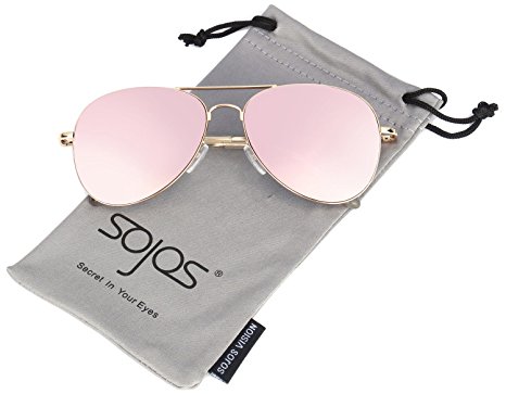 SojoS Classic Aviator Metal Frame Mirror Lens Sunglasses with Spring Hinges SJ1030