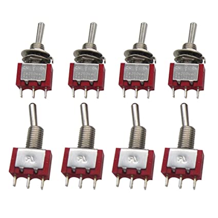 mxuteuk 8pcs MTS-103 3 Terminal 3 Position SPDT Mini Miniature Toggle Switch Car Dash Dashboard ON/Off/ON 5A 125V 2A 250V