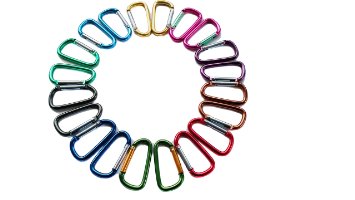 2"/5cm Assorted Colors D Shape Spring-loaded Gate Aluminum Carabiner for Home, Rv, Camping, Fishing, Hiking, Traveling and Keychain