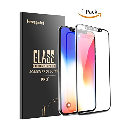 iPhone X Screen Protector [Full Coverage]-[Case Friendly] [Bubble Free][3D Touch Compatible][Easy Installation] Tempered Glass Screen Protector for Apple iPhone X- Black