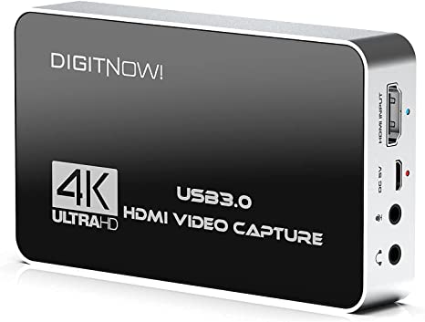 DIGITNOW 4K HD USB 3.0 Video Capture Card with HDMI Loop-Out, 4k 60Hz No Lag Passthrough for Video Recording,Support Capture Resolution Up to 4K NV12 Format,Compatible with PS5/Xbox