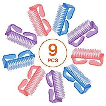 Cuttte 9 Pieces Handle Nail Brush for Cleaning, Nail Hand Cleaning Brushes Nail Scrubber Brush for Fingernail (Multicolor)