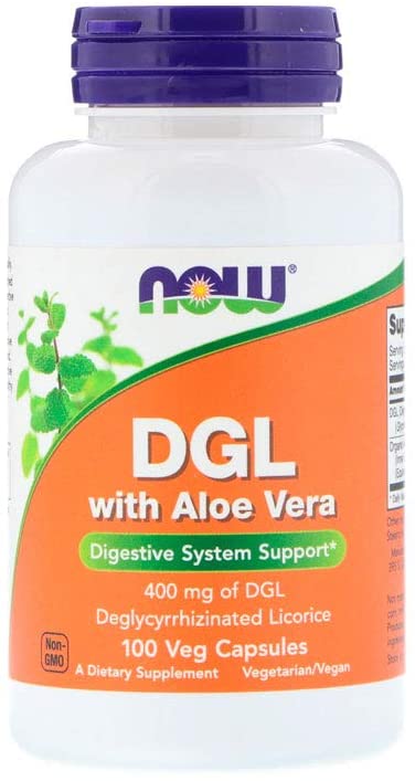 NOW Dgl with Aloe Vera Veg Capsules, 100 Count