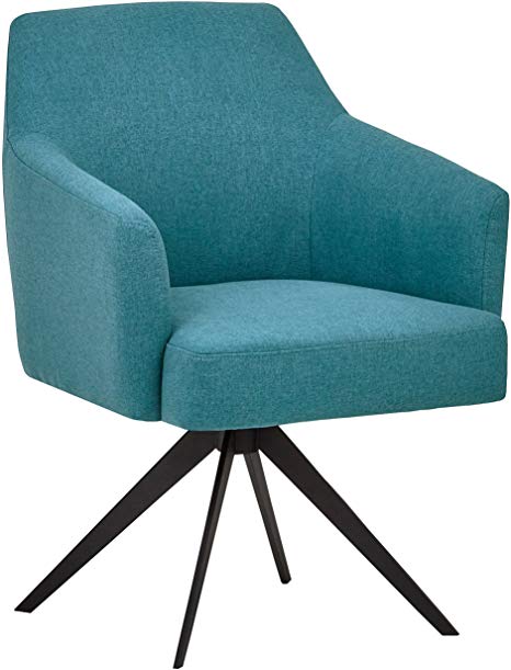 Rivet Mid-Century Swope Curved Arm Swivel Office Chair, 26" W, Aqua