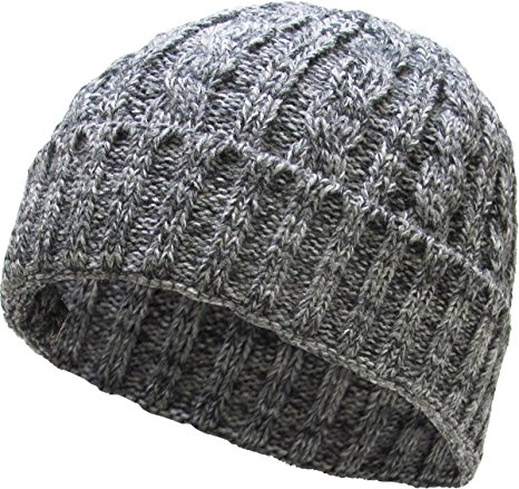 Heather Color Thick Cable Knit Beanie Skull Cap Unisex Winter Hat